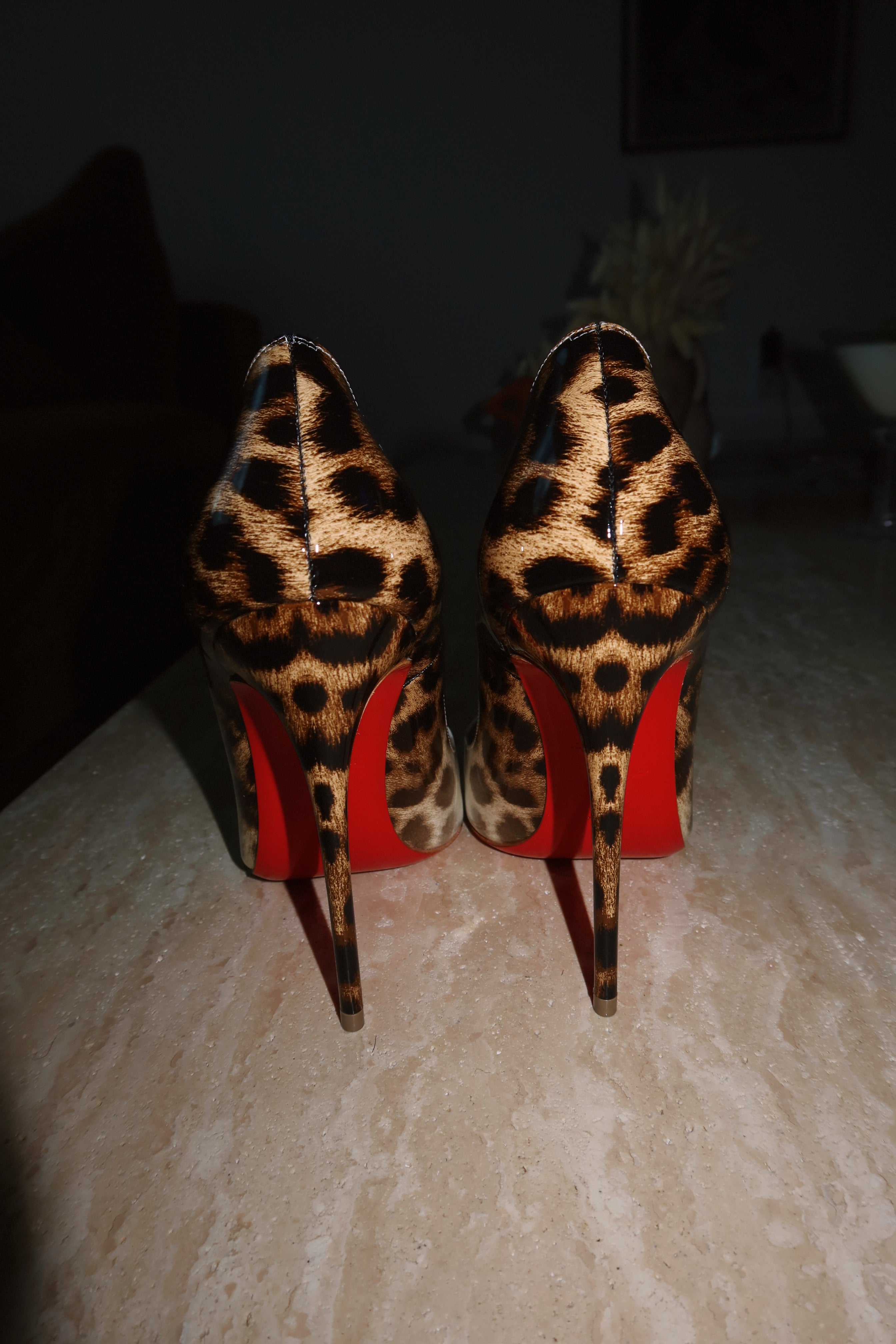 Christian Louboutin So Kate 120 White Leather Leopard Calf Hair Red Sole Pumps
