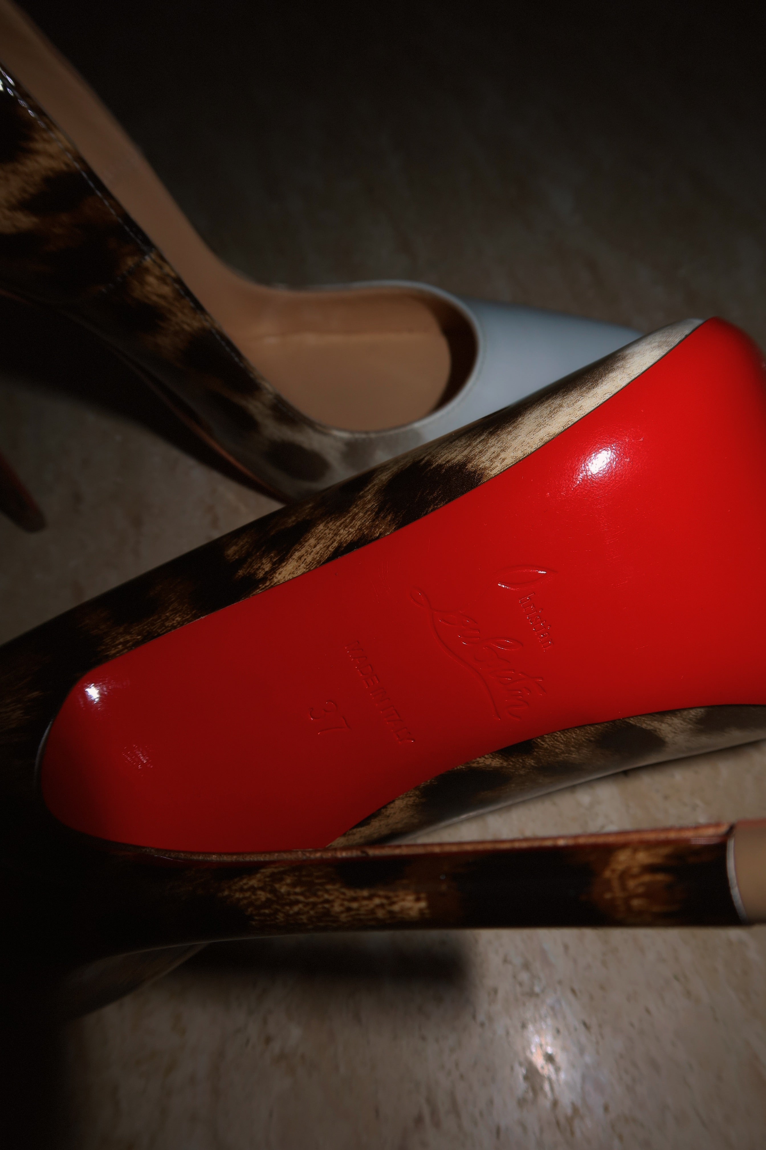 Christian Louboutin So Kate 120 White Leather Leopard Calf Hair Red Sole Pumps