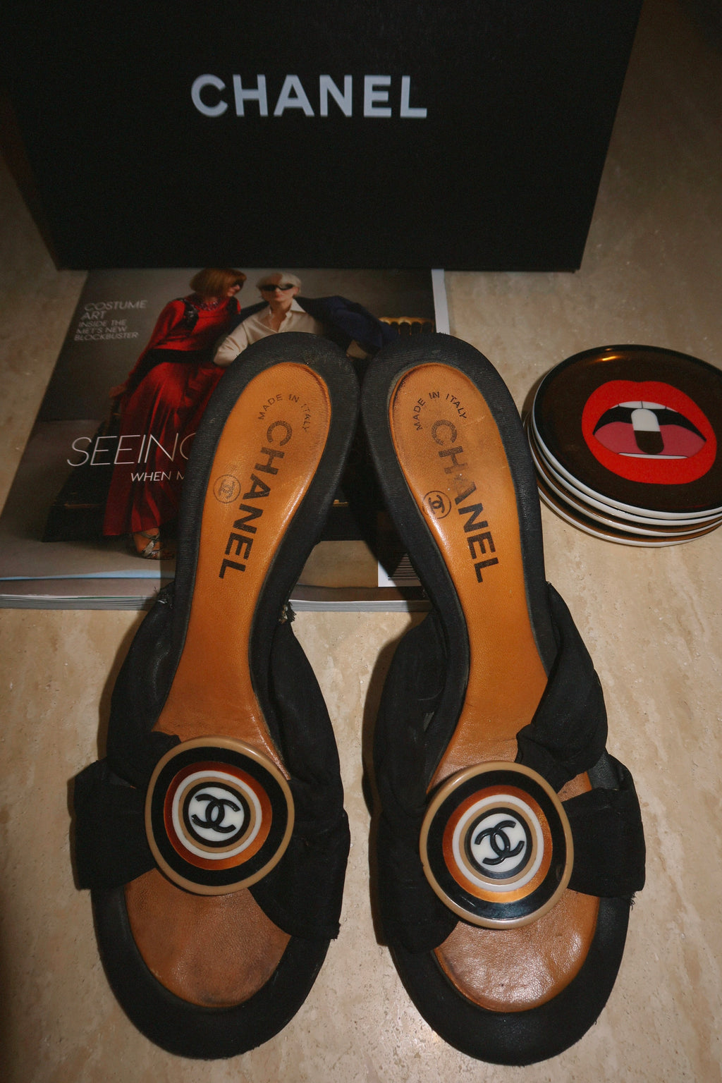 Chanel 2002 Cruise 02C CC Medallion Mule Heels | Vintage Y2K Karl Lagerfeld Era Sandals