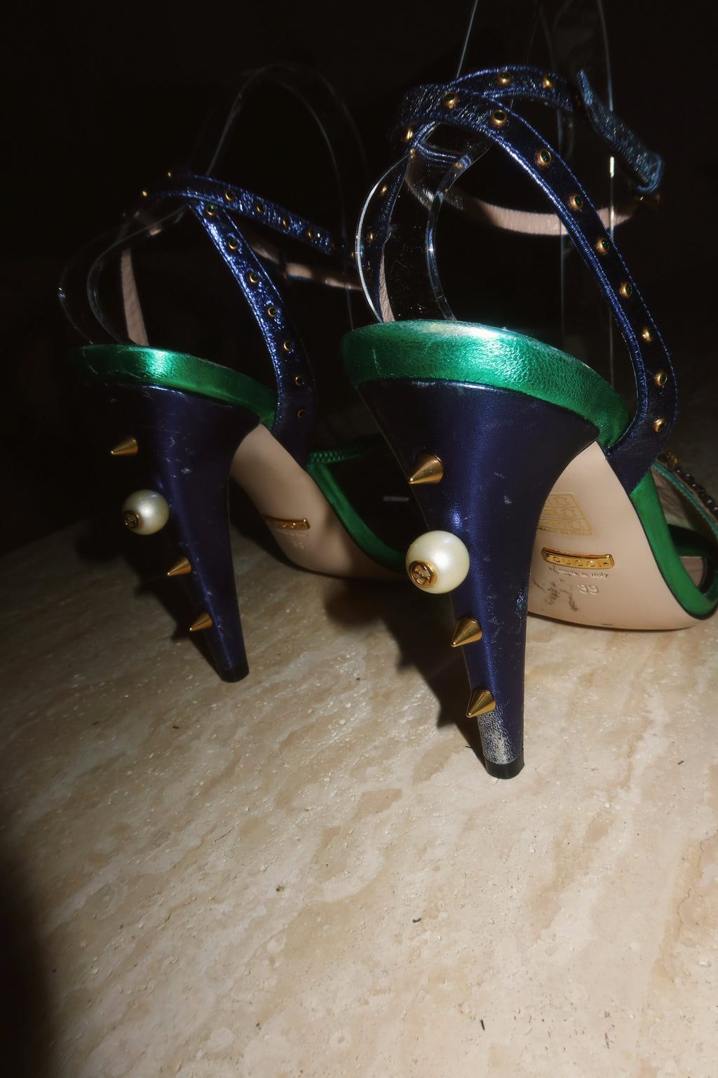 Gucci "Wangy" Alessandro Michele Surrealist “Eye” Crystal  Satin Sandals Rare